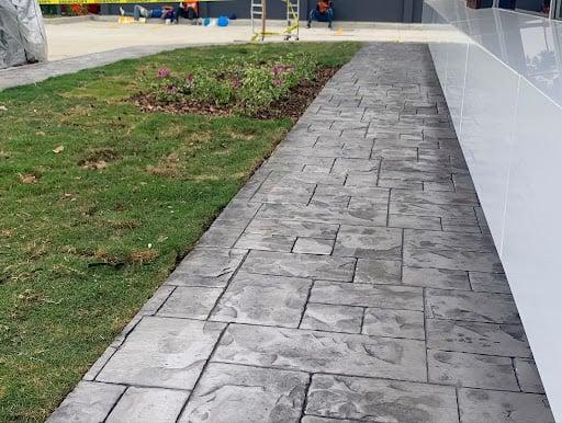 Finished Stone Gray Ashlar Cut Slate stamped concrete example by Brickform
